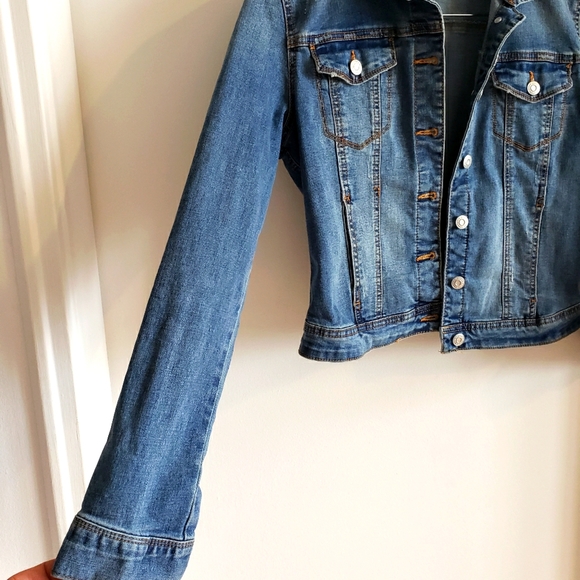 Kensie Jean Jacket Denim Stretch Boho Western Fall Women Small to Medium Size - Picture 4 of 12